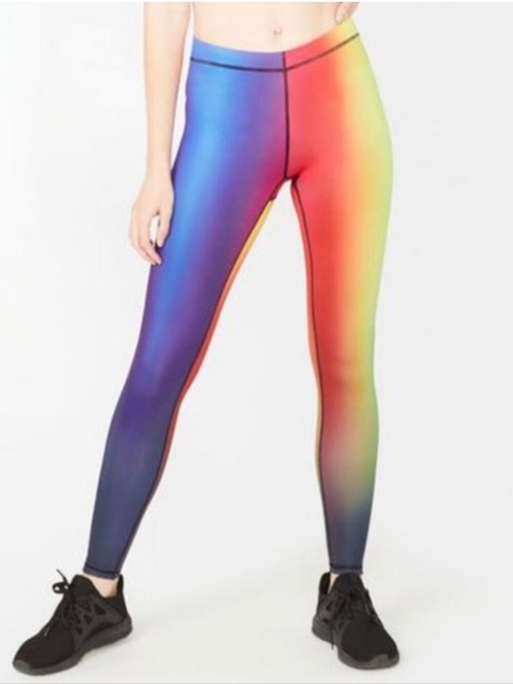 Terez Womens Gradient Rainbow Leggings - Pink, Yellow, Blue, Purple, Sz M